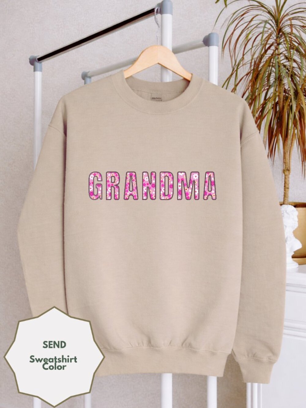 Grandma Gift Sweatshirt Beige Floral Grandma Crewneck Cozy Nana Sweatshirt Cute